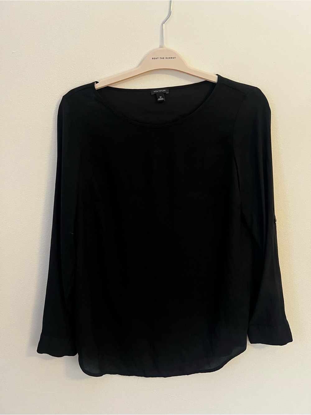 Ann Taylor Black Long Sleeve Crewneck Top